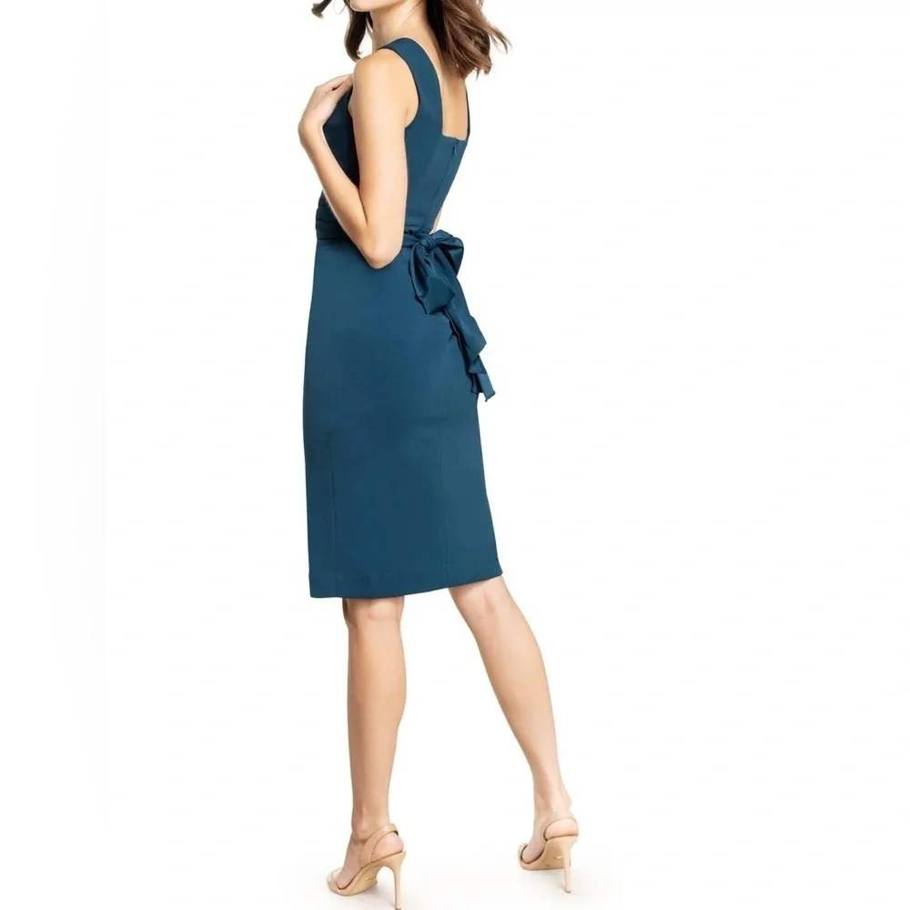 NWT Dress The Population Alessia Dress Peacock Blue Slit Flattering Sz XXS - Picture 2 of 13